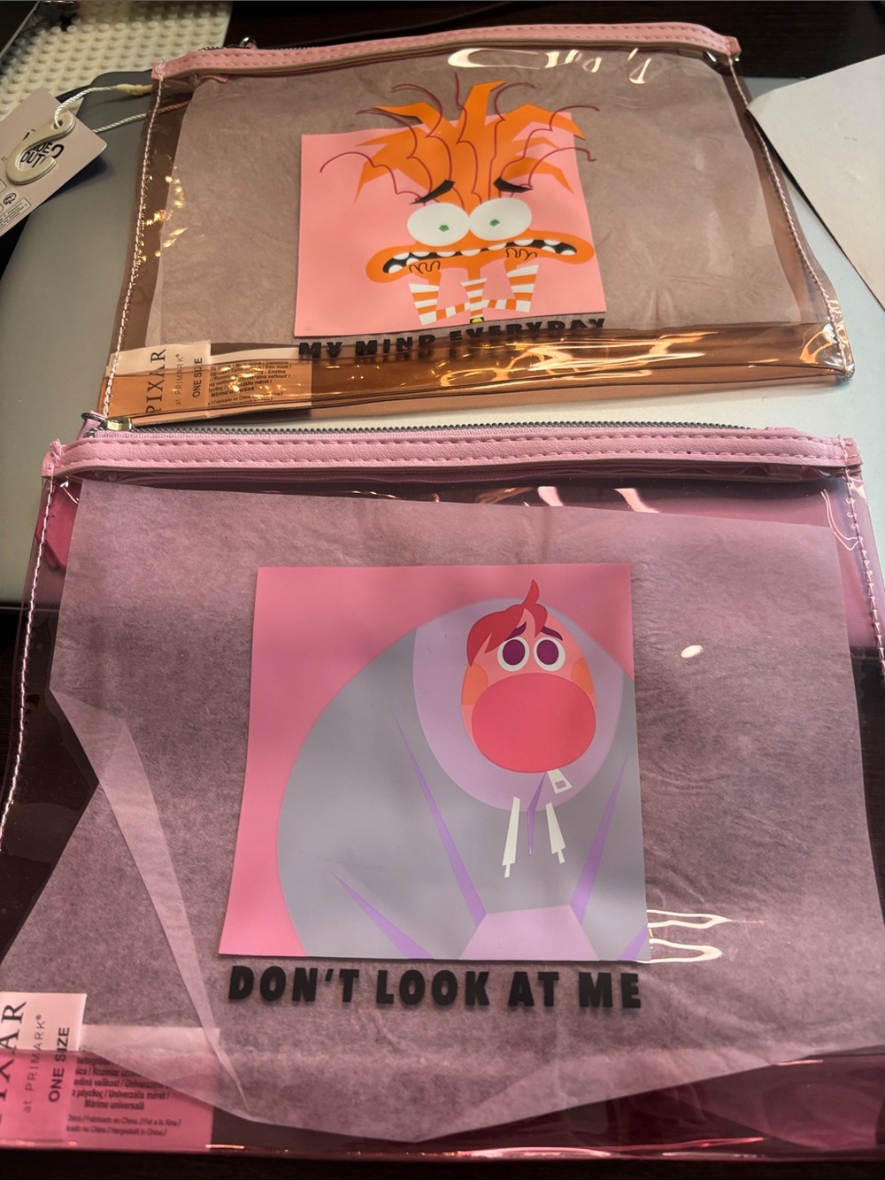 Clear Pink & Orange Cartoon Pouch with 'Don't Look At Me' Graphic Pixar 2 items